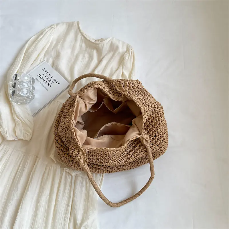 Large Straw Underarm Bags For Women 2025 Simple Korean Fashion Summer Shoulder Bags Lady Travel Handbags Females Weave Beach Bag