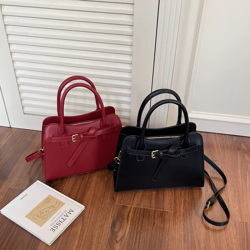 LEFTSIDE 2025 Red New Luxury Small PU Leather Solid Color Handbags and Purses Women's Crossbody Bag Short Handle Shoulder Bags