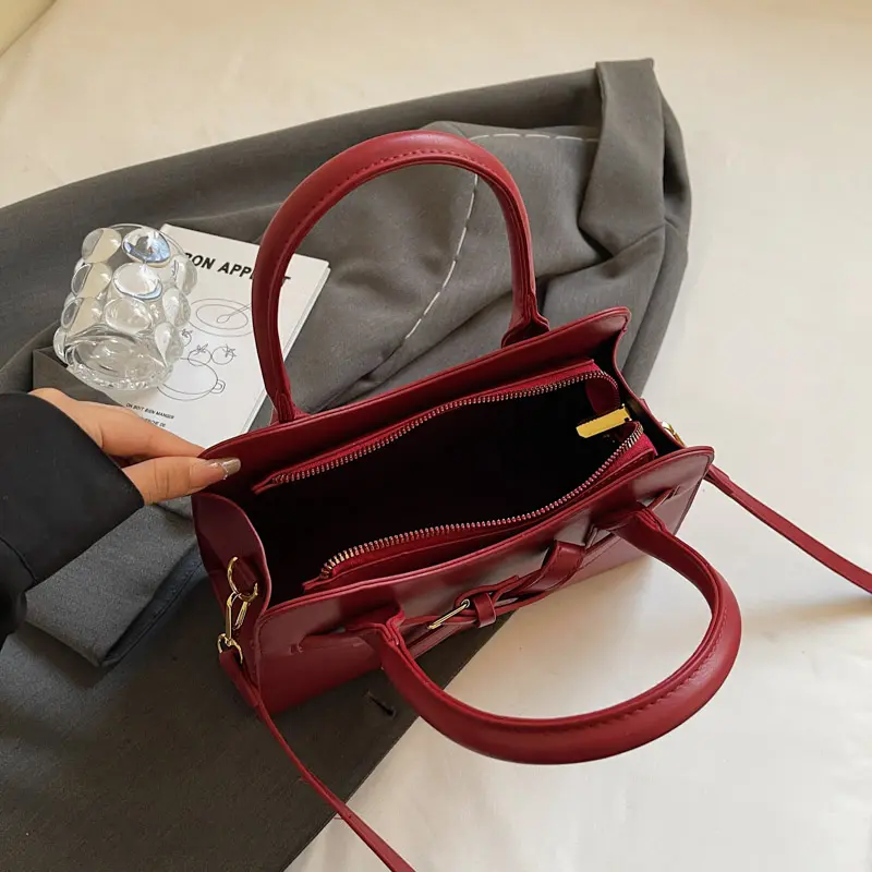 LEFTSIDE 2025 Red New Luxury Small PU Leather Solid Color Handbags and Purses Women's Crossbody Bag Short Handle Shoulder Bags