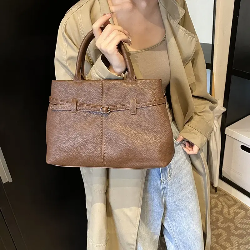 LEFTSIDE Retro Belt Design PU Leather Underarm Bags For Women 2024 Winter Y2K Female Fashion Tote Bag Shoulder Bag Handbags