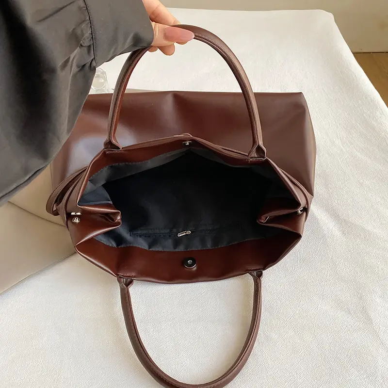 LEFTSIDE PU Leather Tote Bags for Women 2024 Winter Y2K New Luxury Short Handle Shoulder Bag Fashion Designer Hand Bag Handbags