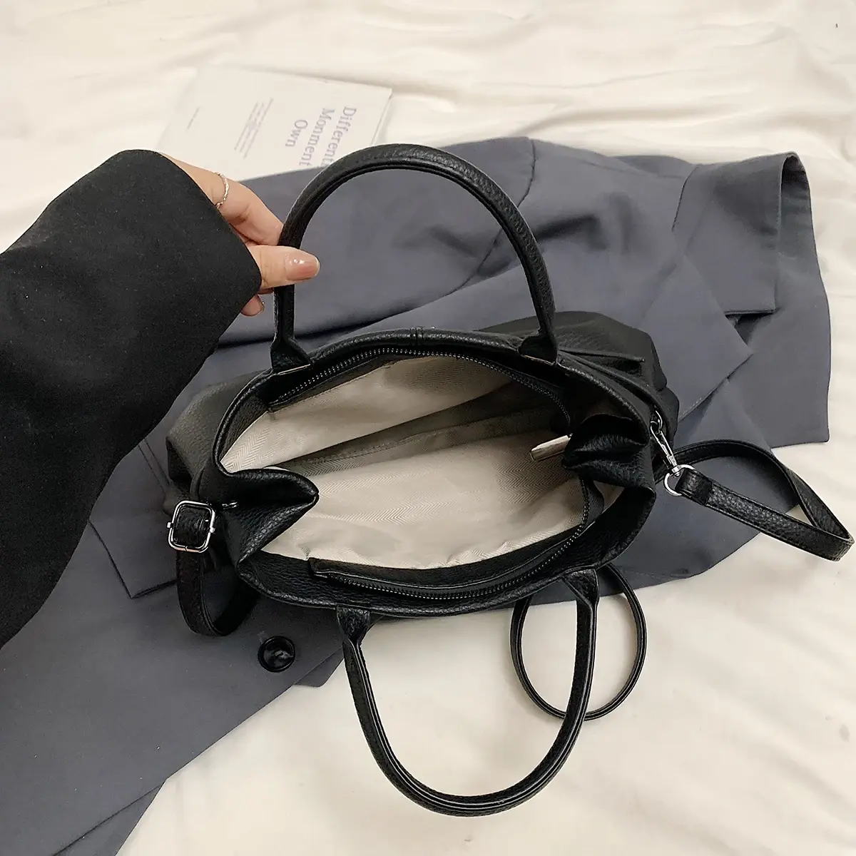 LEFTSIDE Retro Belt Design PU Leather Underarm Bags For Women 2024 Winter Y2K Female Fashion Tote Bag Shoulder Bag Handbags