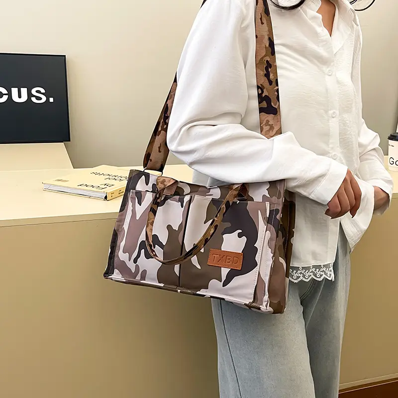 LEFTSIDE Design Nylon Soft Cloth Shoulder Bag for Women 2025 New Trend Fashion Camouflage Travel Handbags Crossbody Bag