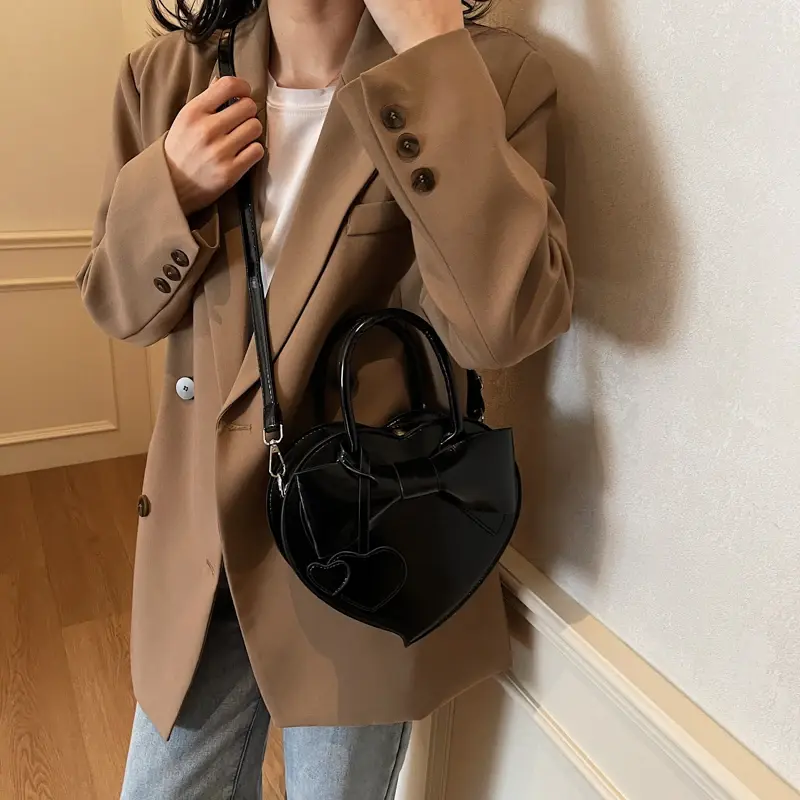 LEFTSIDE Small PU Leather Heart-shaped Crossbody Bags for Women 2025 Spring Y2K Fashion Shoulder Bag Females Handbags and Purses