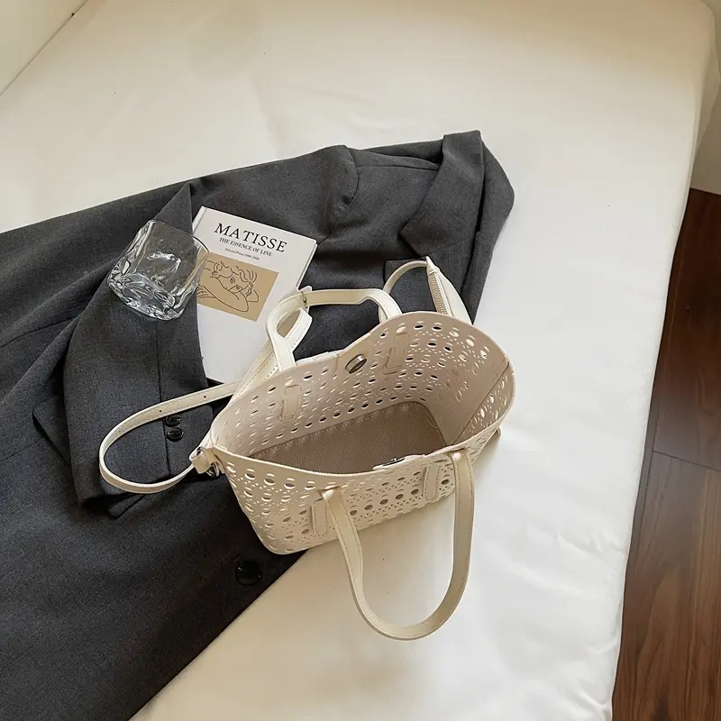 LEFTSIDE 2025 Summer New In Small PU Leather Hollow out Handbags and Purses Women's Crossbody Bag Short Handle Shoulder Bags