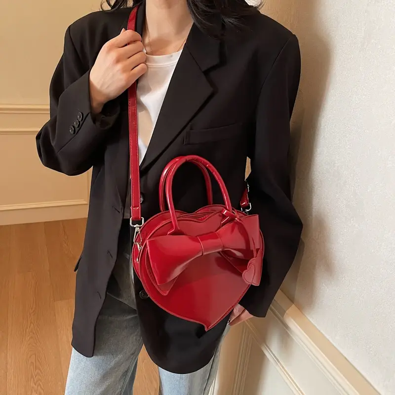 LEFTSIDE Small PU Leather Heart-shaped Crossbody Bags for Women 2025 Spring Y2K Fashion Shoulder Bag Females Handbags and Purses