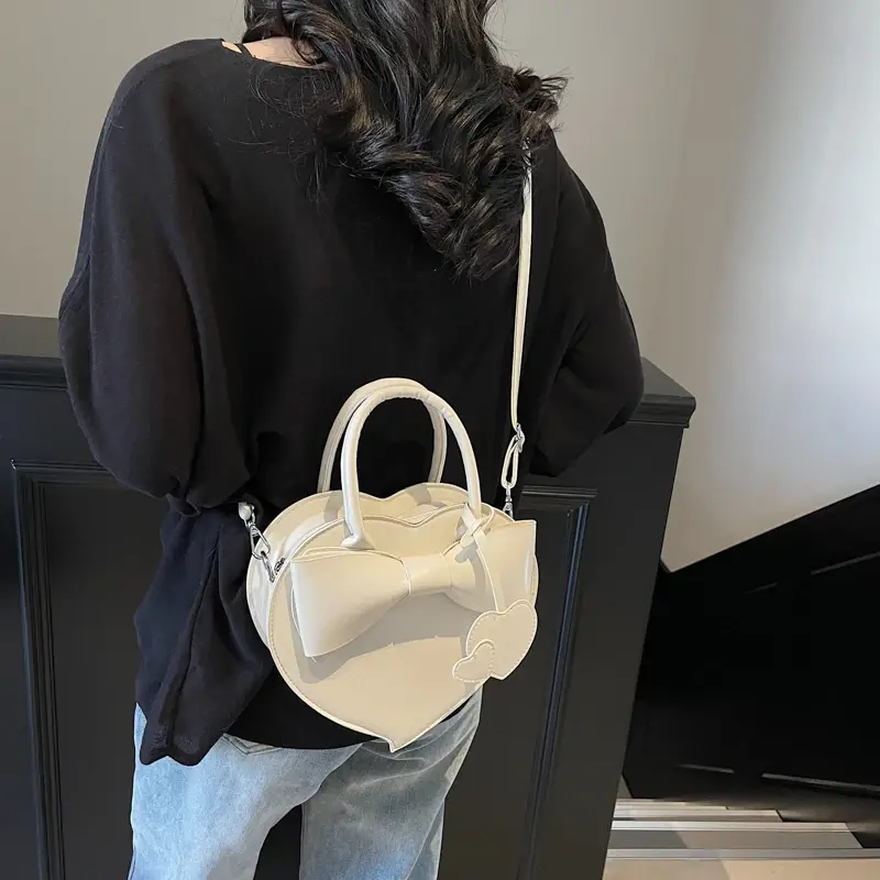 LEFTSIDE Small PU Leather Heart-shaped Crossbody Bags for Women 2025 Spring Y2K Fashion Shoulder Bag Females Handbags and Purses