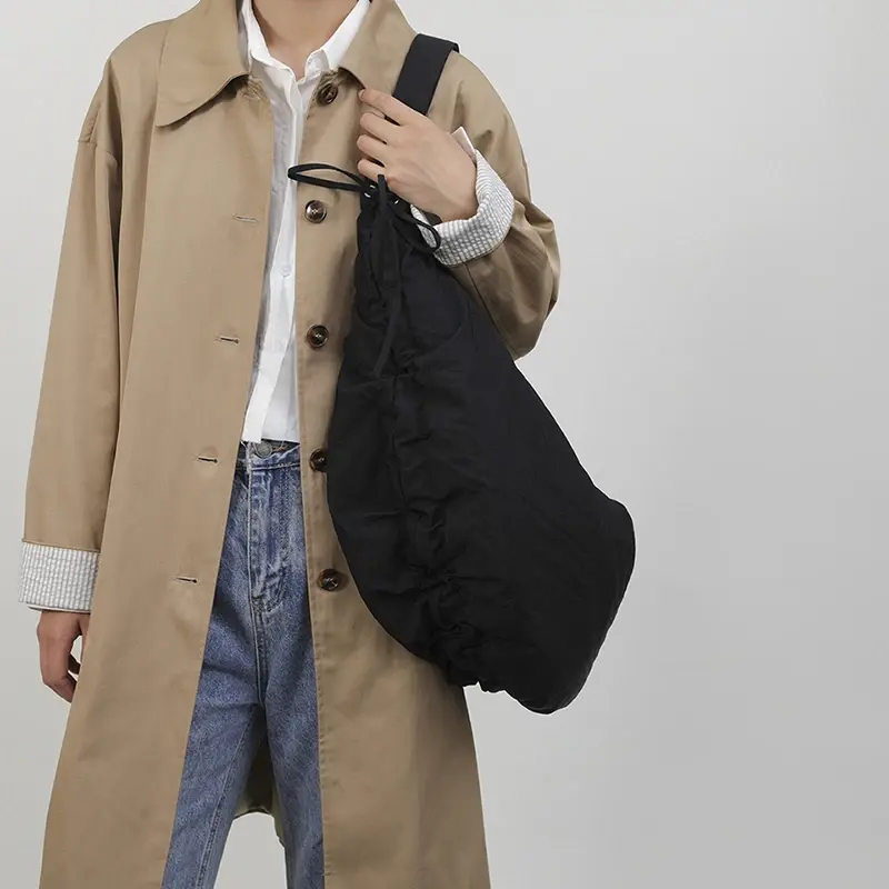 LEFTSIDE Design Nylon Large Soft Shoulder Crossbody Bag for Women 2025 Winter Trend Fashion Y2K New Underarm Bags Handbags