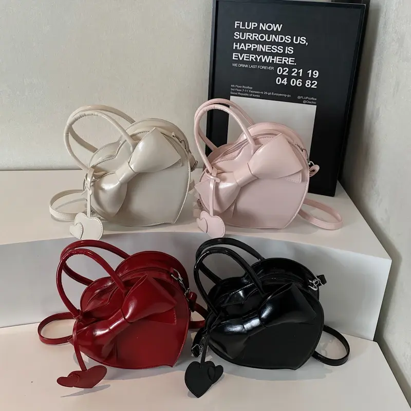 LEFTSIDE Small PU Leather Heart-shaped Crossbody Bags for Women 2025 Spring Y2K Fashion Shoulder Bag Females Handbags and Purses