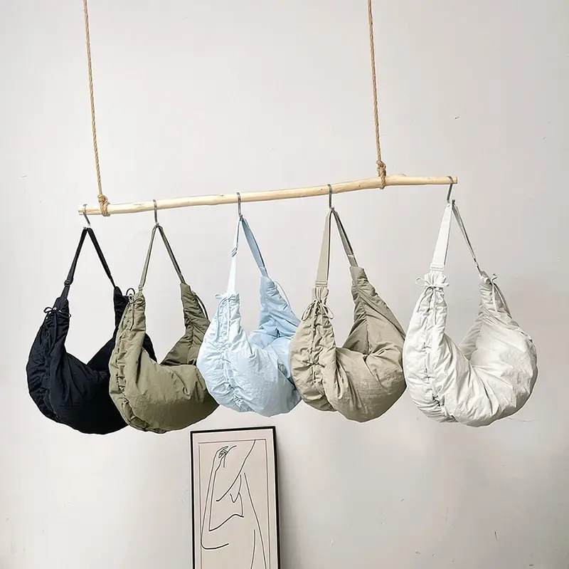 LEFTSIDE Design Nylon Large Soft Shoulder Crossbody Bag for Women 2025 Winter Trend Fashion Y2K New Underarm Bags Handbags