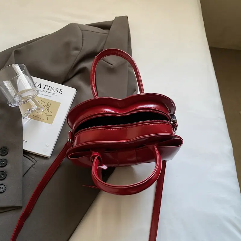 LEFTSIDE Small PU Leather Heart-shaped Crossbody Bags for Women 2025 Spring Y2K Fashion Shoulder Bag Females Handbags and Purses