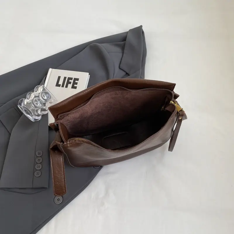 LEFTSIDE Small Pu Leather Shoulder Bags for Women 2025 New Fashion Retro Trend Designer Crossbody Bag Underarm Bag Handbags