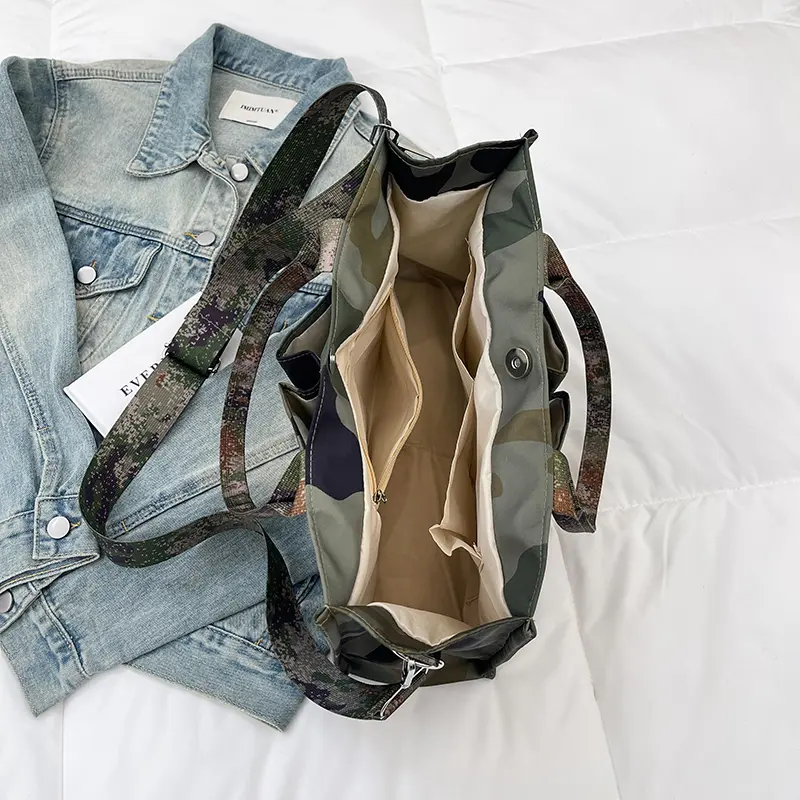 LEFTSIDE Design Nylon Soft Cloth Shoulder Bag for Women 2025 New Trend Fashion Camouflage Travel Handbags Crossbody Bag