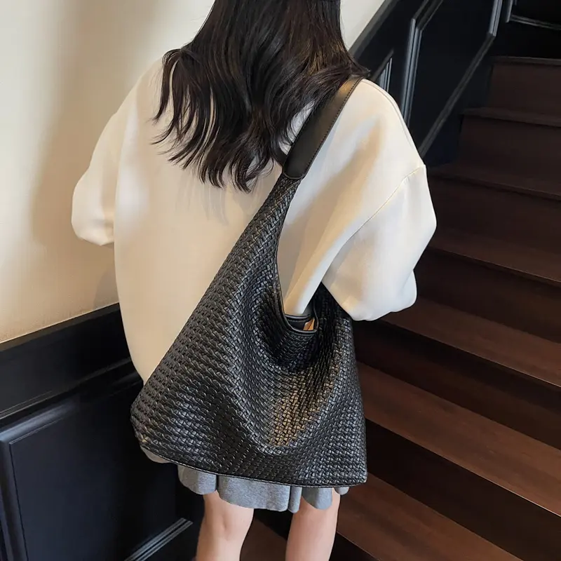 LEFTSIDE Weave PU Leather Shoulder Bags for Women 2025 Luxury Brand Designer Hand Bag Females Hobo Bag Handbags and Purses
