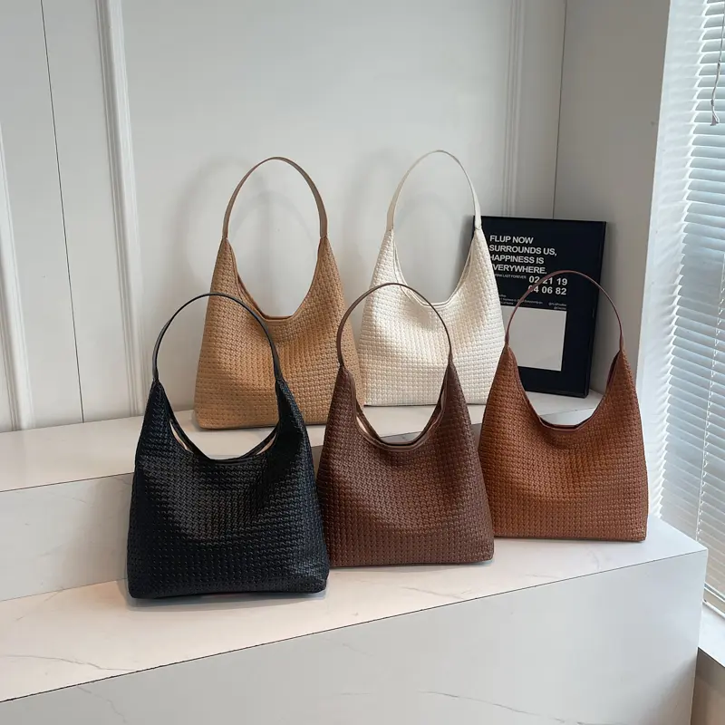 LEFTSIDE Weave PU Leather Shoulder Bags for Women 2025 Luxury Brand Designer Hand Bag Females Hobo Bag Handbags and Purses