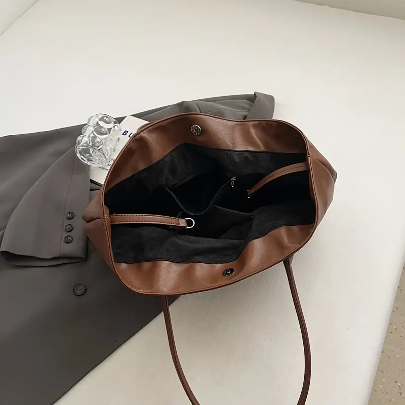 LEFTSIDE Big PU Leather Tote Bags for Women 2025 Y2K Ladies Shoulder Bag Female Retro Simple Luxury Designer Handbags and Purses