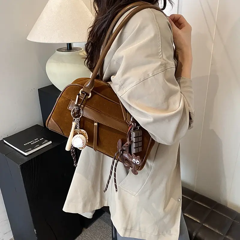 LEFTSIDE Small NUBUCK Underarm Tote Bags Lady Shoulder Bag for Women 2025 Winter New Fashion Trend Y2K Handbags and Purses