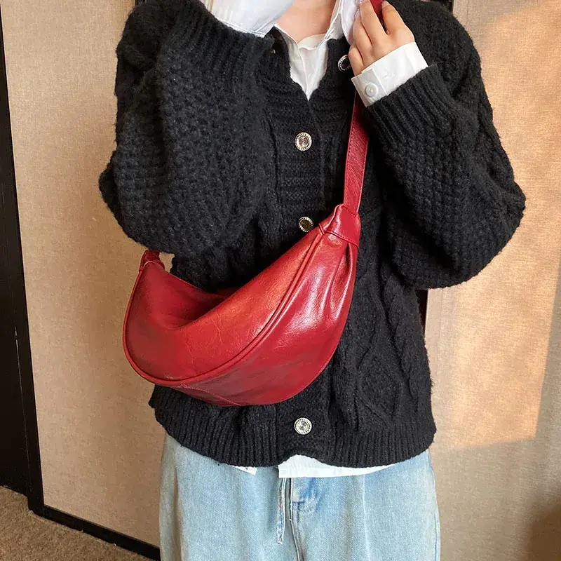 Y2K Retro PU Leather Small Shoulder Bags for Women 2025 Korean Fashion Small Crossbody Bag Females Underarm Bag Handbags