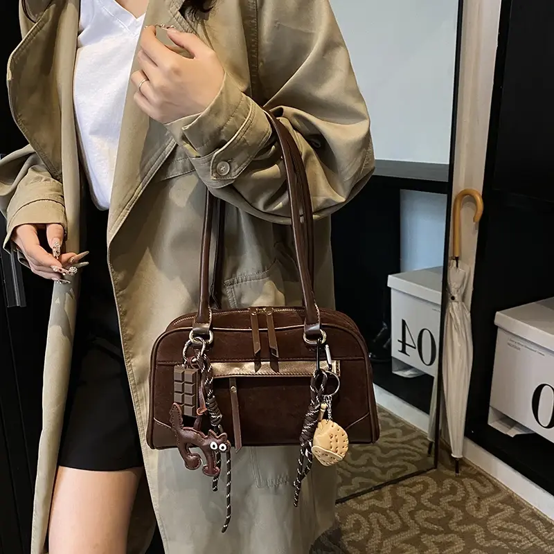 LEFTSIDE Small NUBUCK Underarm Tote Bags Lady Shoulder Bag for Women 2025 Winter New Fashion Trend Y2K Handbags and Purses
