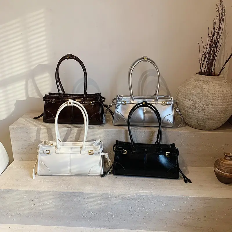 LEFTSIDE Small Short Handle PU Leather Tote Bags for Women 2025 Y2K Ladies Shoulder Bag Females Retro Simple Handbags and Purses