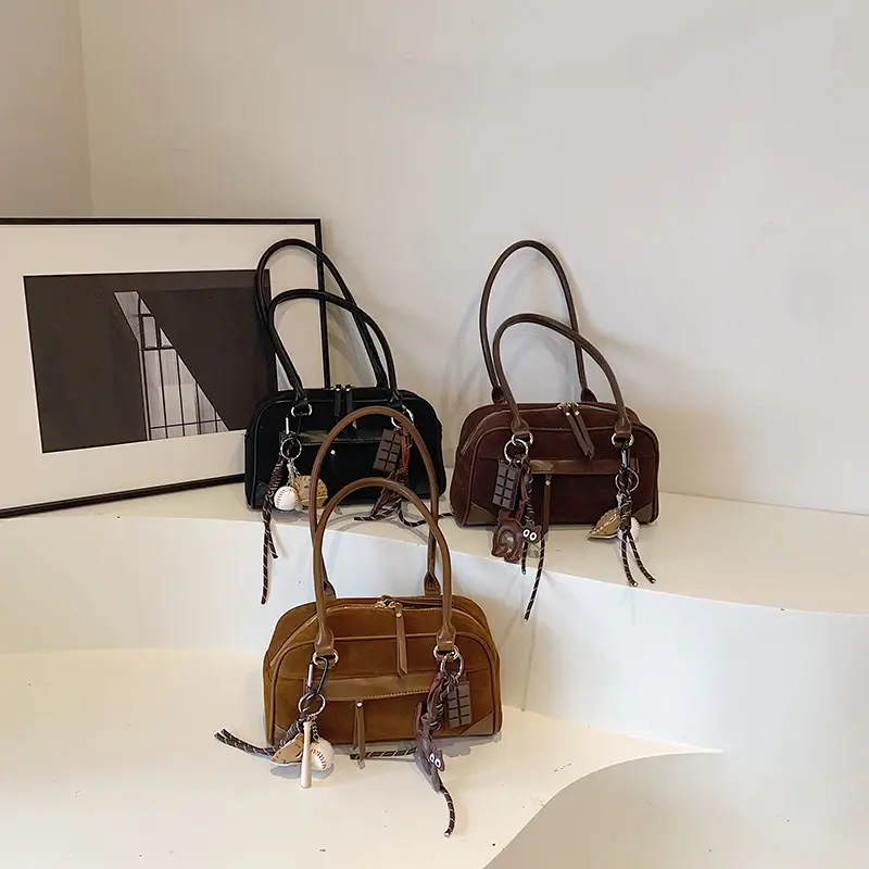 LEFTSIDE Small NUBUCK Underarm Tote Bags Lady Shoulder Bag for Women 2025 Winter New Fashion Trend Y2K Handbags and Purses