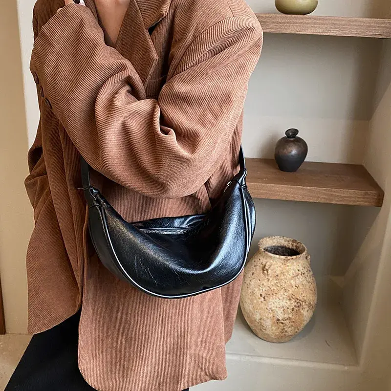 Y2K Retro PU Leather Small Shoulder Bags for Women 2025 Korean Fashion Small Crossbody Bag Females Underarm Bag Handbags
