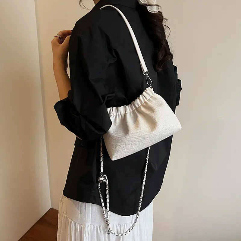 LEFTSIDE Women Small PU Leather Bucket Shoulder Bag 2025 New Luxury Crossbody Bag Female Short Handle Chain Handbags and Purses
