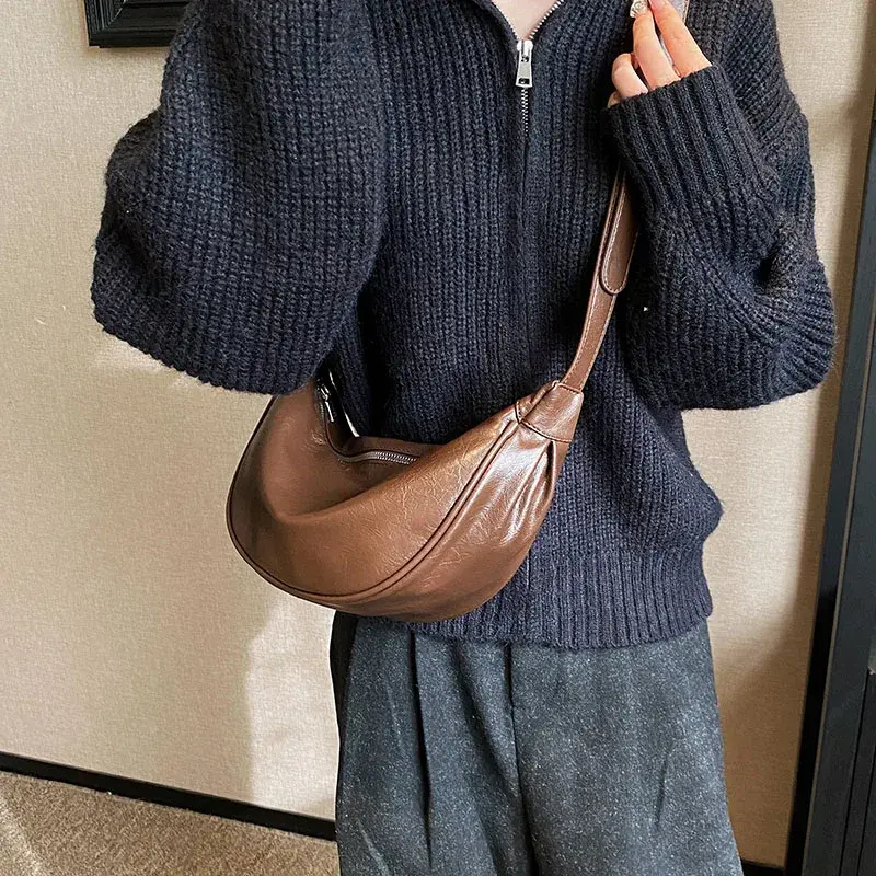 Y2K Retro PU Leather Small Shoulder Bags for Women 2025 Korean Fashion Small Crossbody Bag Females Underarm Bag Handbags