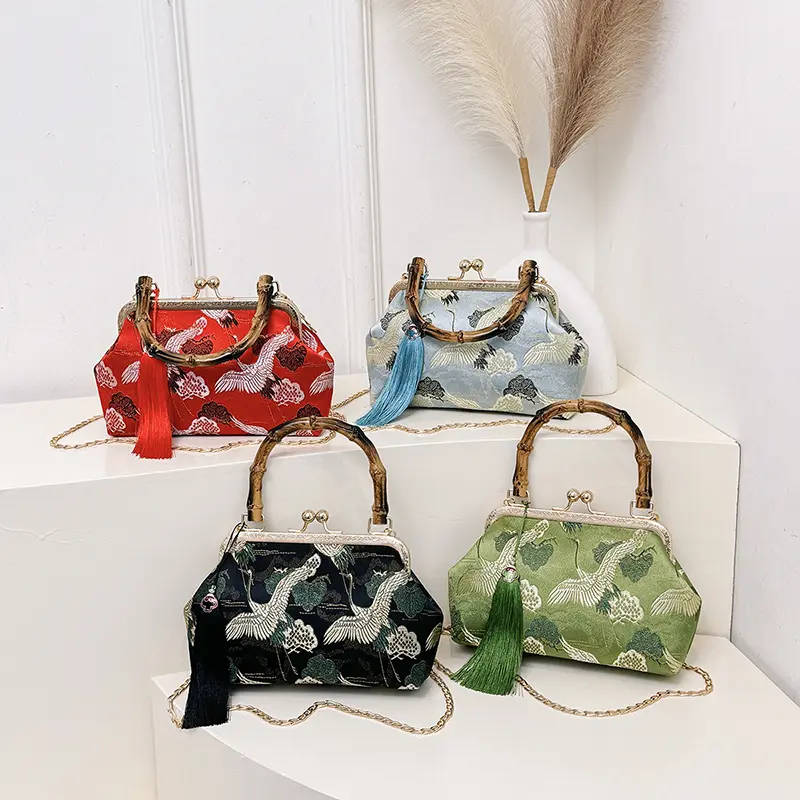 LEFTSIDE Chinese Style Chain Crossbody Bags for Women 2025 Fashion Shoulder Bags Females Short Handle Handbags with Tassels