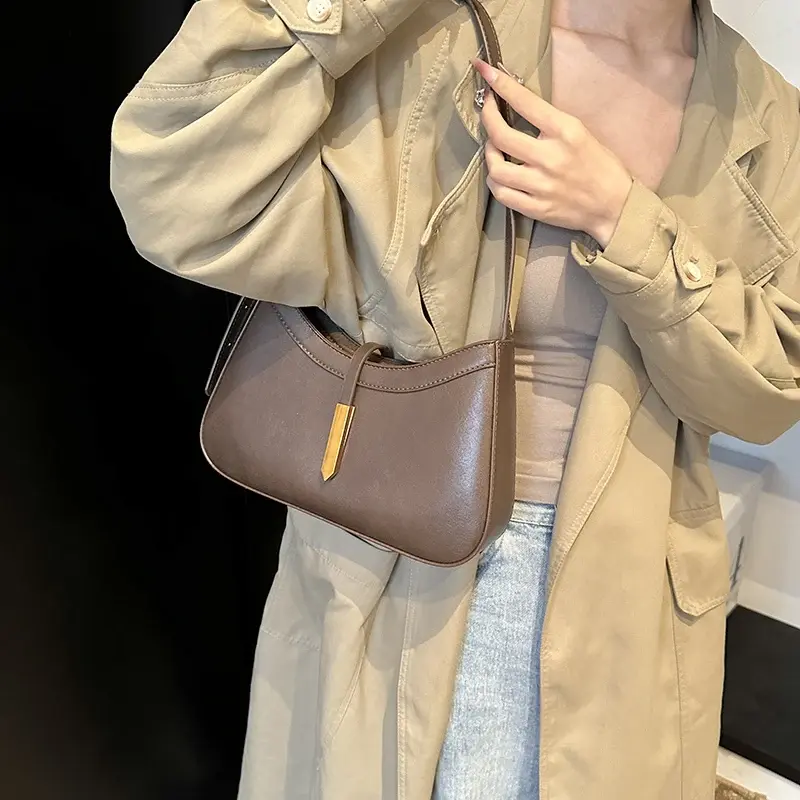 LEFTSIDE PU Leather Retro Underarm Bag for Women 2024 Winter Trend New Fashion Y2K Handbags Females Travel Luxury Shoulder Bags