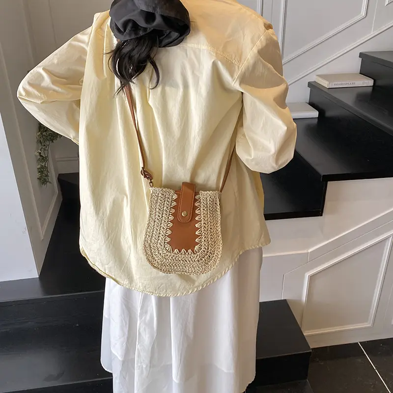 LEFTSIDE Small Straw Crossbody Bags for Women 2025 Summer Y2K Ladies Retro Shoulder Bag Females Beach Bags Handbags and Purses