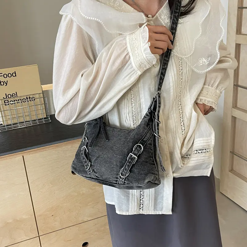 Belt Design Underarm Shoulder Bags For Women 2024 Y2k Korean Fashion Females Small Cloth Crossbody Bag Lady Handbags And Purses