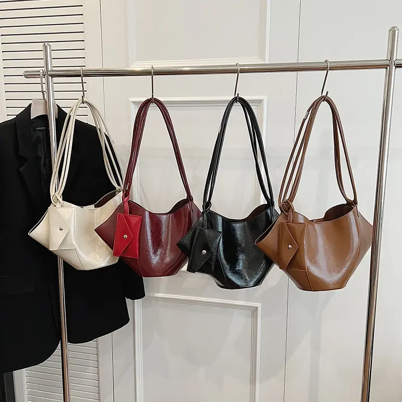 LEFTSIDE 2 Pcs/set Leather Tote Bags Lady Winter Underarm Shoulder Bag for Women 2025 New Fashion Trend Y2K Handbags and Purses