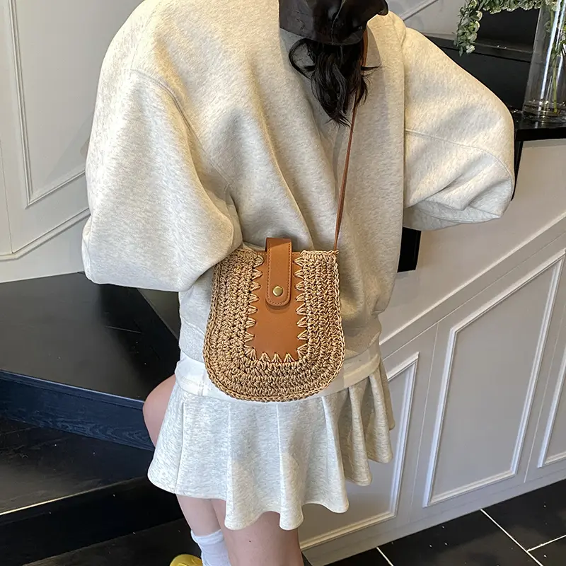 LEFTSIDE Small Straw Crossbody Bags for Women 2025 Summer Y2K Ladies Retro Shoulder Bag Females Beach Bags Handbags and Purses
