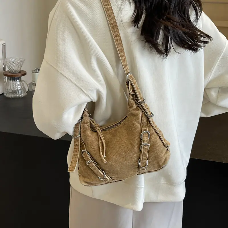 Belt Design Underarm Shoulder Bags For Women 2024 Y2k Korean Fashion Females Small Cloth Crossbody Bag Lady Handbags And Purses