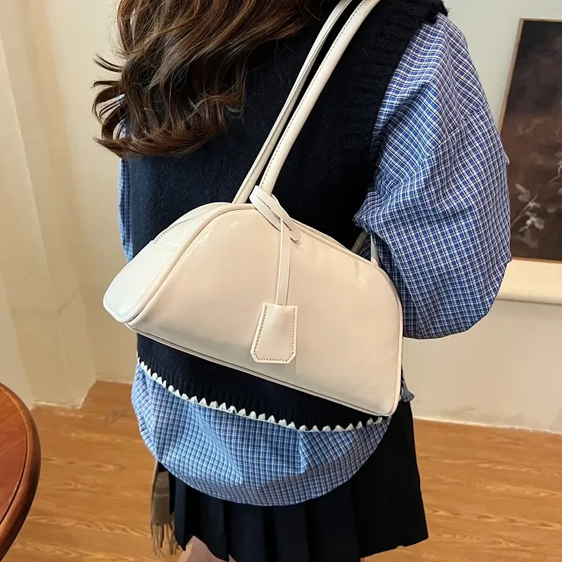 LEFTSIDE Silver PU Leather Underarm Bags for Women 2024 Winter Y2K New Trends Luxury Fashion Shoulder Bag Handbags and Purses