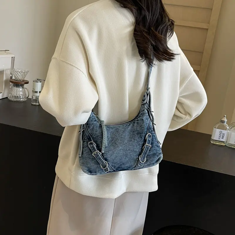 Belt Design Underarm Shoulder Bags For Women 2024 Y2k Korean Fashion Females Small Cloth Crossbody Bag Lady Handbags And Purses