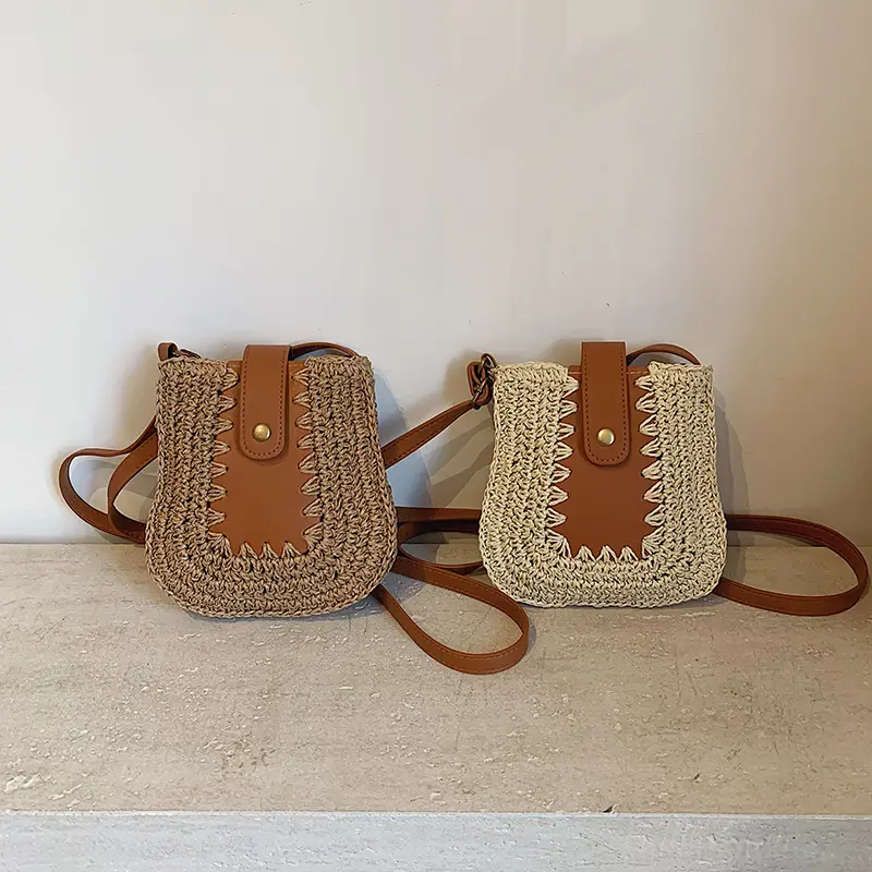 LEFTSIDE Small Straw Crossbody Bags for Women 2025 Summer Y2K Ladies Retro Shoulder Bag Females Beach Bags Handbags and Purses