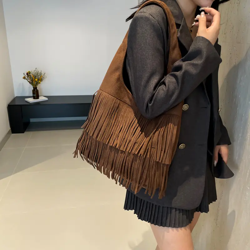 LEFTSIDE Large Tassels Shoulder Bags For Women 2025 Female Trend Y2K Korean Fashion Underarm Bag Lady Handbags And Purses