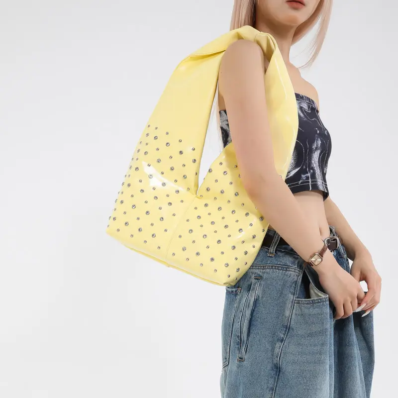LEFTSIDE  Rivets Design Punk Style PU Leather Underarm Bags for Women 2025 New Trend Female Shoulder Bag Handbags and Purses