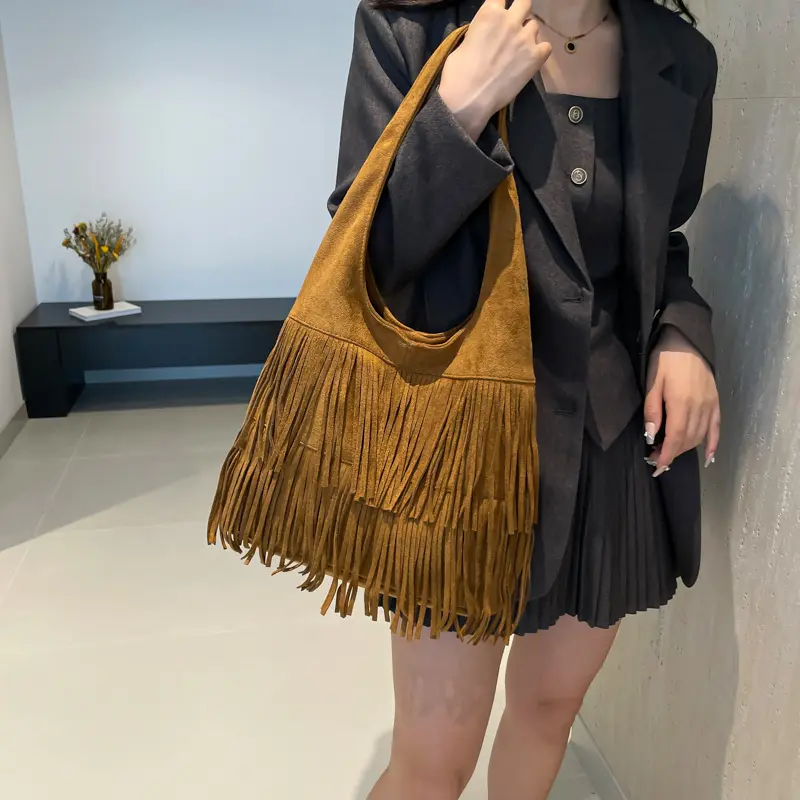LEFTSIDE Large Tassels Shoulder Bags For Women 2025 Female Trend Y2K Korean Fashion Underarm Bag Lady Handbags And Purses