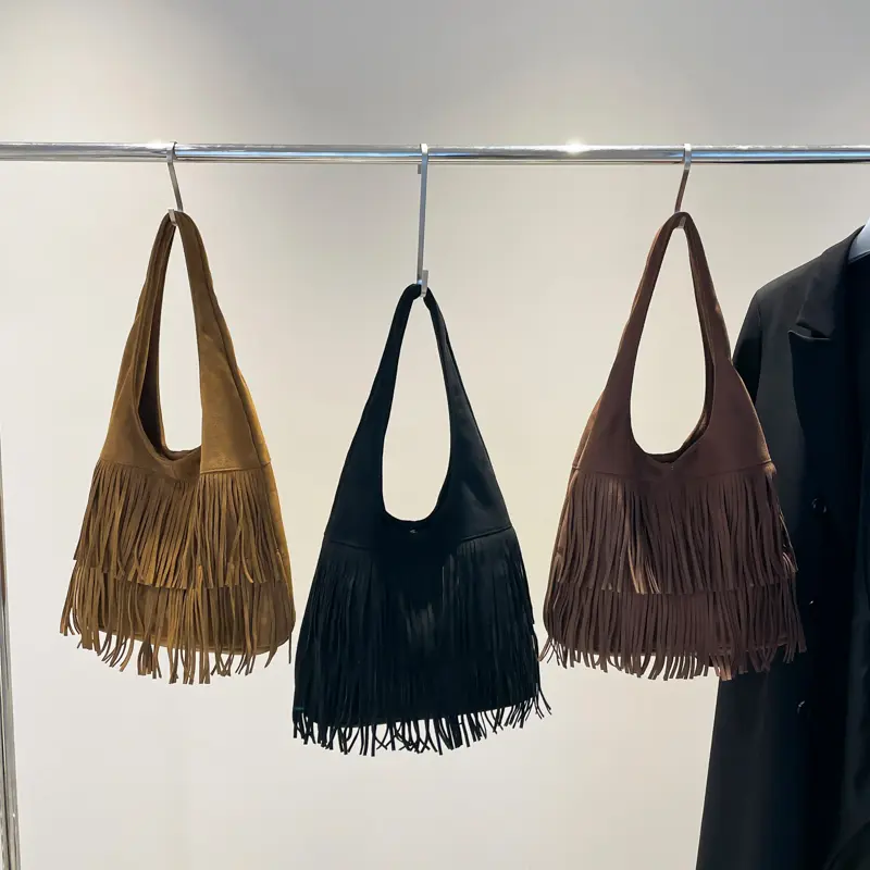 LEFTSIDE Large Tassels Shoulder Bags For Women 2025 Female Trend Y2K Korean Fashion Underarm Bag Lady Handbags And Purses