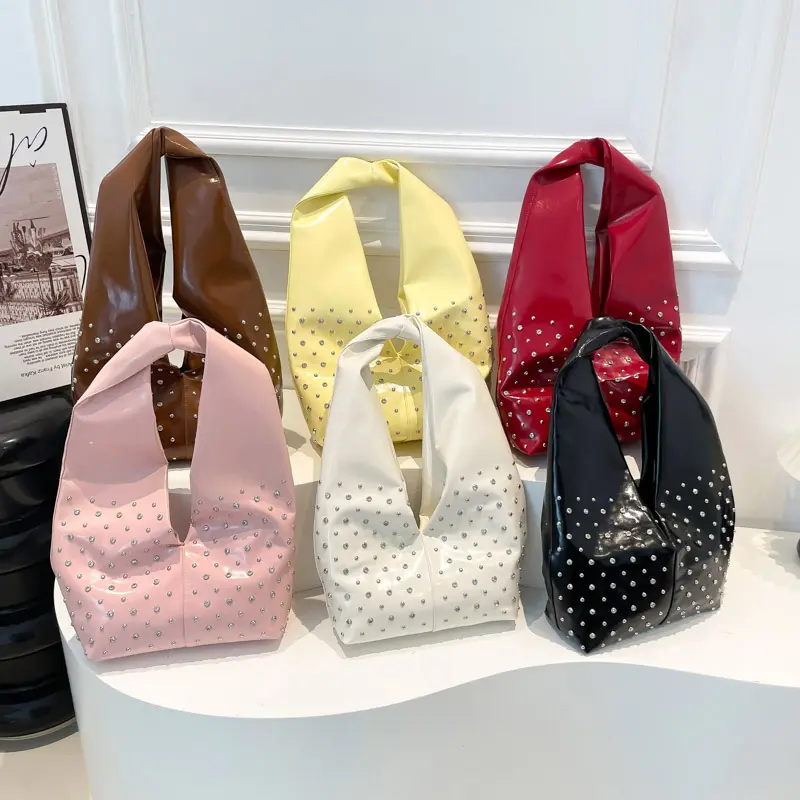 LEFTSIDE  Rivets Design Punk Style PU Leather Underarm Bags for Women 2025 New Trend Female Shoulder Bag Handbags and Purses