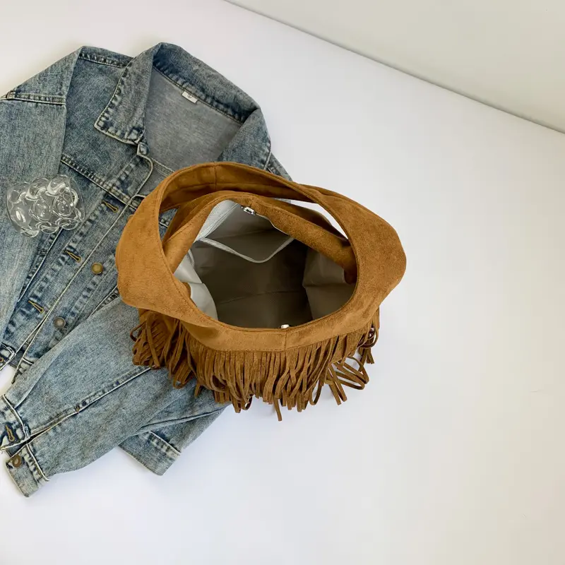 LEFTSIDE Large Tassels Shoulder Bags For Women 2025 Female Trend Y2K Korean Fashion Underarm Bag Lady Handbags And Purses
