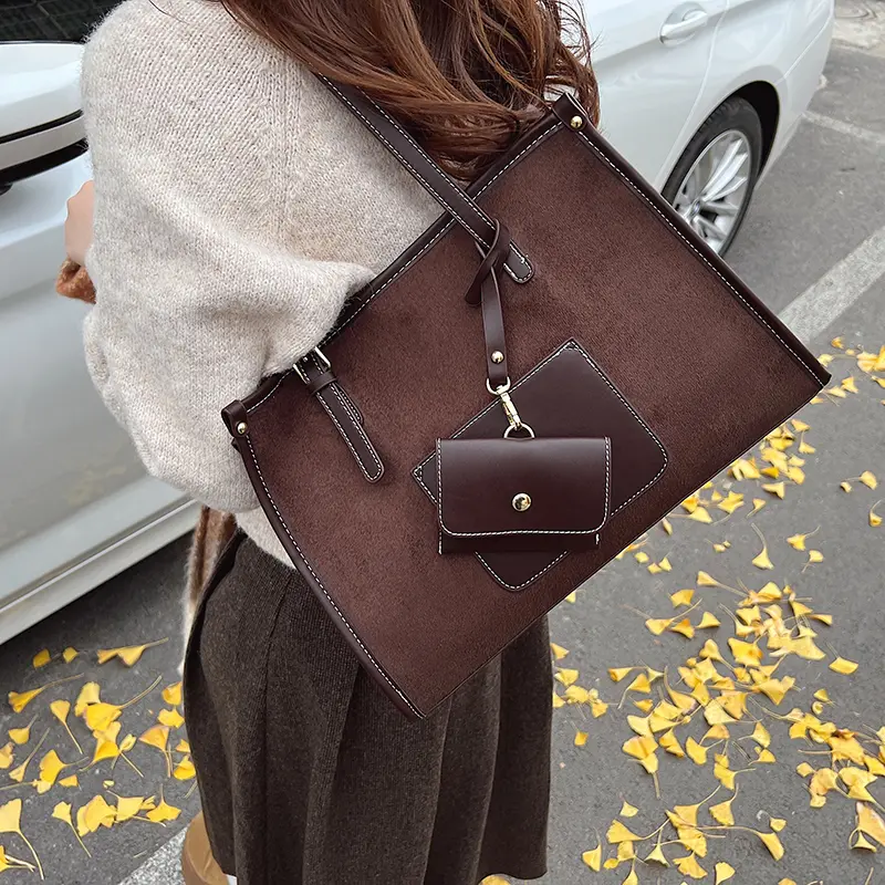 LEFTSIDE 2 Pcs/set Retro PU Leather Shoulder Bag for Women 2024 Winter Trend New Y2K Handbags Females Travel Luxury Tote Bags