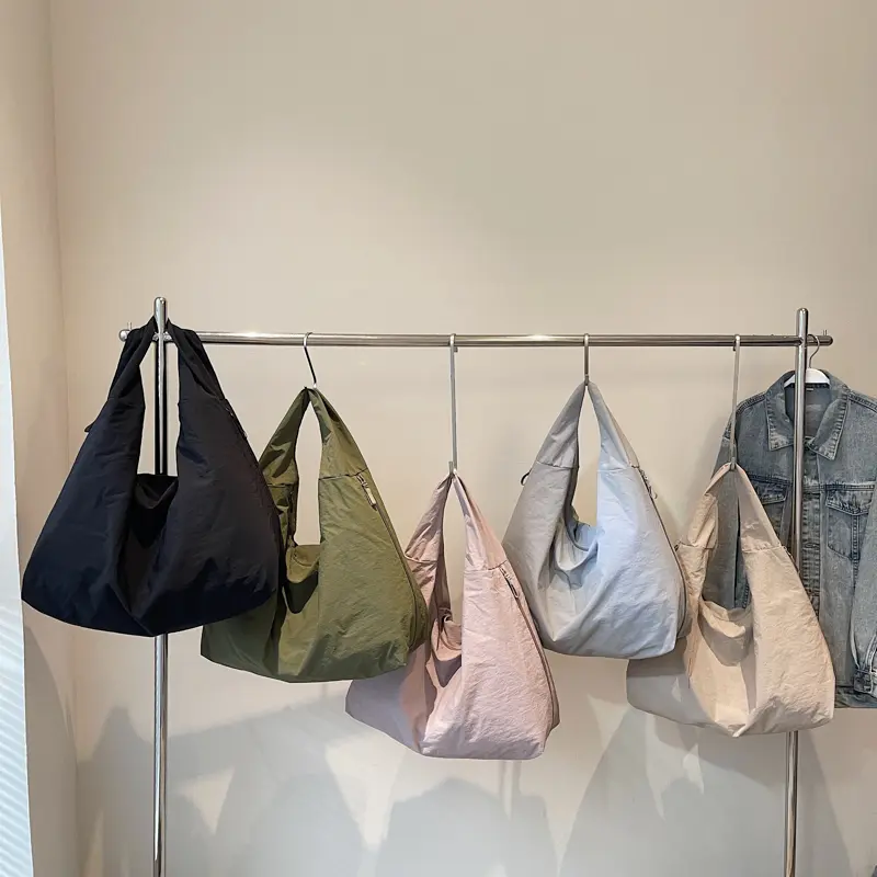 LEFTSIDE Design Nylon Large Soft Cloth Shoulder Bag for Women 2025 New Trend Fashion New Solid Travel Handbags Big Hobo Bag