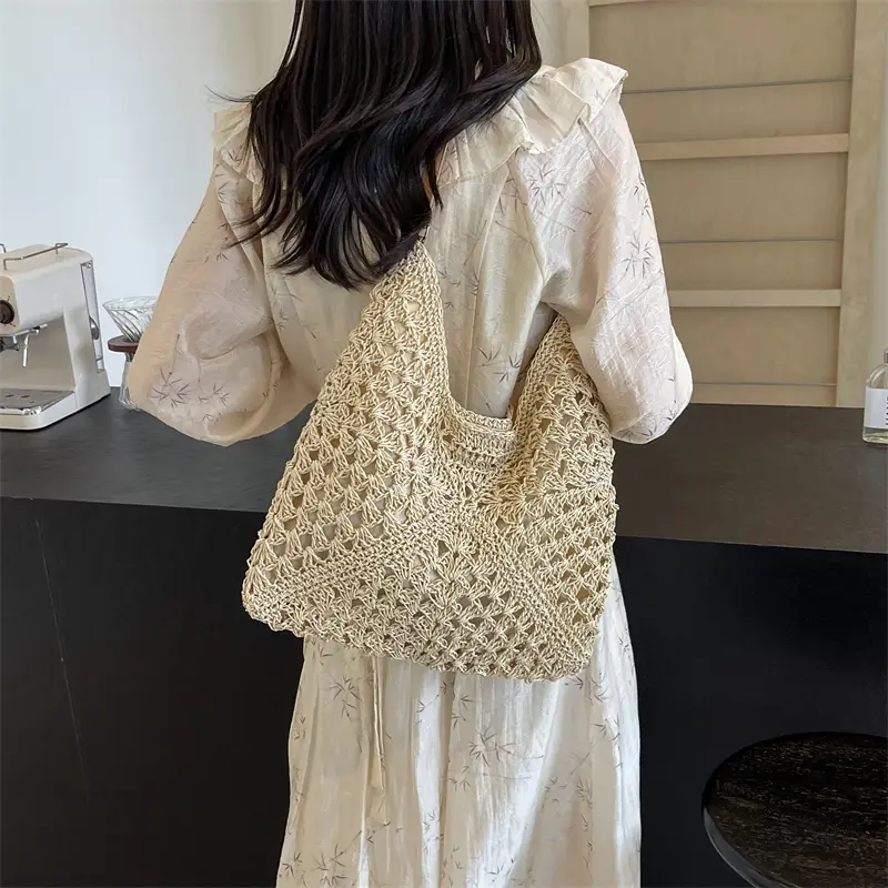 LEFTSIDE Small Straw Underarm Bags for Women 2025 Korean Fashion Summer Cute Shoulder Bags Handbags and Purses Weave Beach Bag