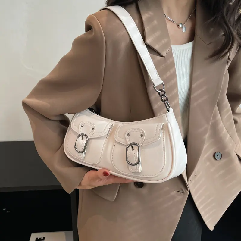 LEFTSIDE Fashion Leather Shoulder Armpit Bag for Women 2025 Tend Females Simple Small Pocket Design Underarm Handbags and Purses