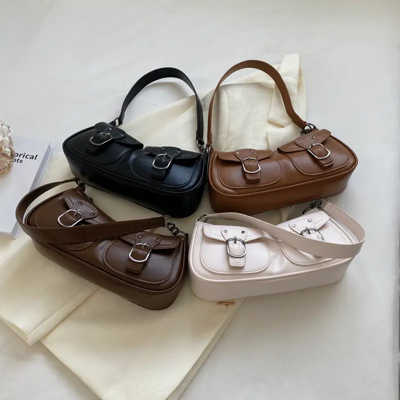 LEFTSIDE Fashion Leather Shoulder Armpit Bag for Women 2025 Tend Females Simple Small Pocket Design Underarm Handbags and Purses