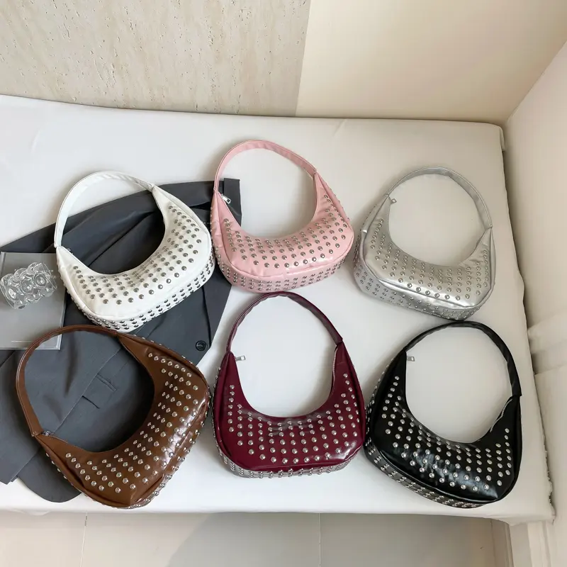 LEFTSIDE Rivets Design PU Leather Small Crossbody Bags Lady Shoulder Bag for Women 2025 New Fashion Retro Saddle Handbags